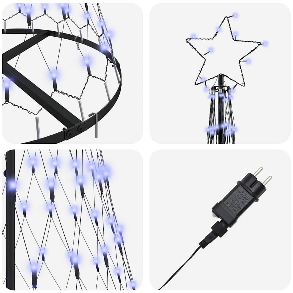 LED Christmas Tree with 230 LEDs Blue 71 x 71 x 184.5 cm Metal